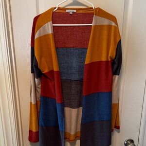 White Birch Multicolor Striped Cardigan